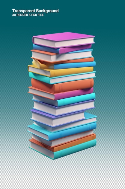 PSD une pile de livres avec un arrière-plan bleu et un fond bleu