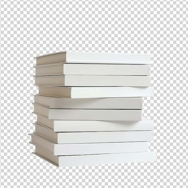 PSD une pile de livres blancs isolés sur un fond transparent