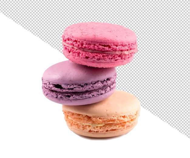 Une pile de macarons colorés isolés sur un fond transparent