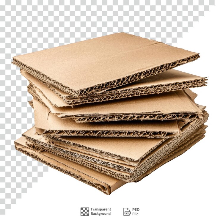 PSD une pile de morceaux de carton à fond transparent