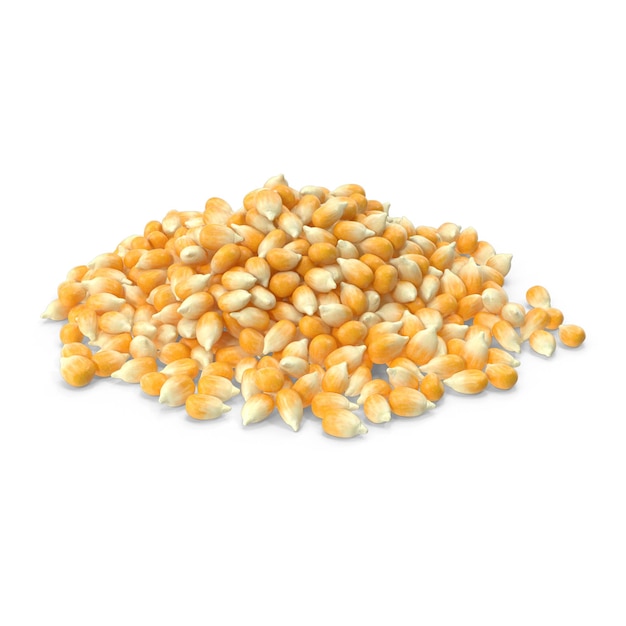 Une pile de noyaux de maïs jaune cru