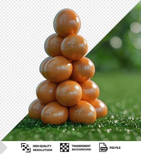 PSD une pile d'œufs de poule sur un champ vert.