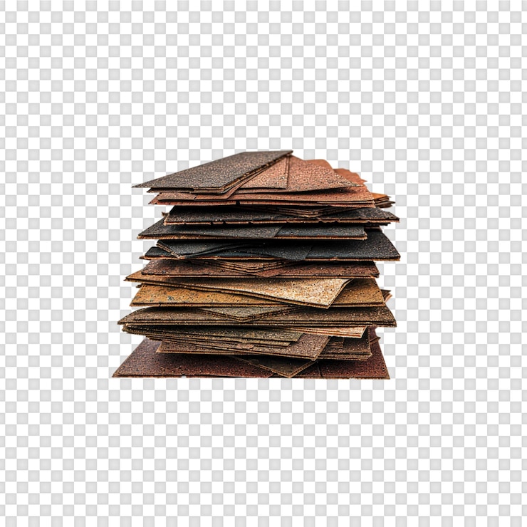 PSD pile of burnt paper isolated on transparent background