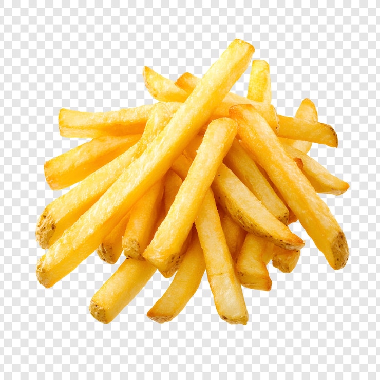 PSD pile of crispy golden french fries
