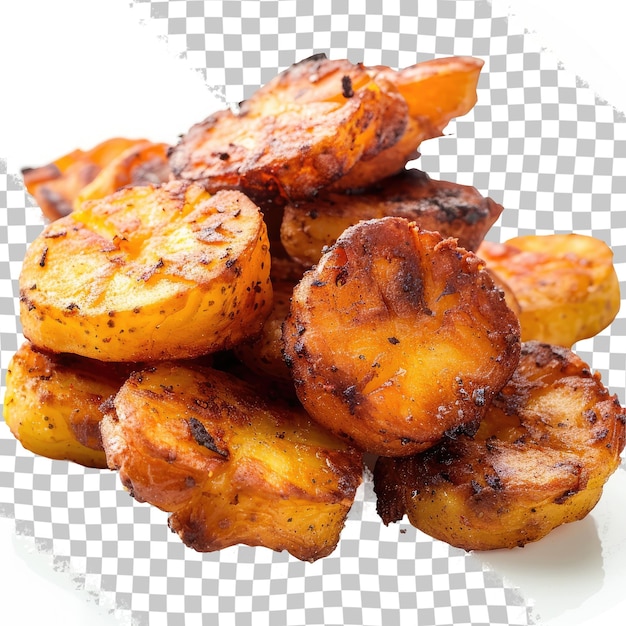 PSD a pile of fried potatoes with a black and white background