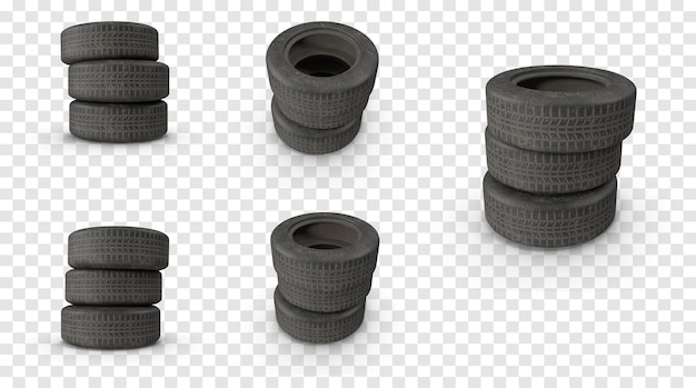 Pile of stacked car tires