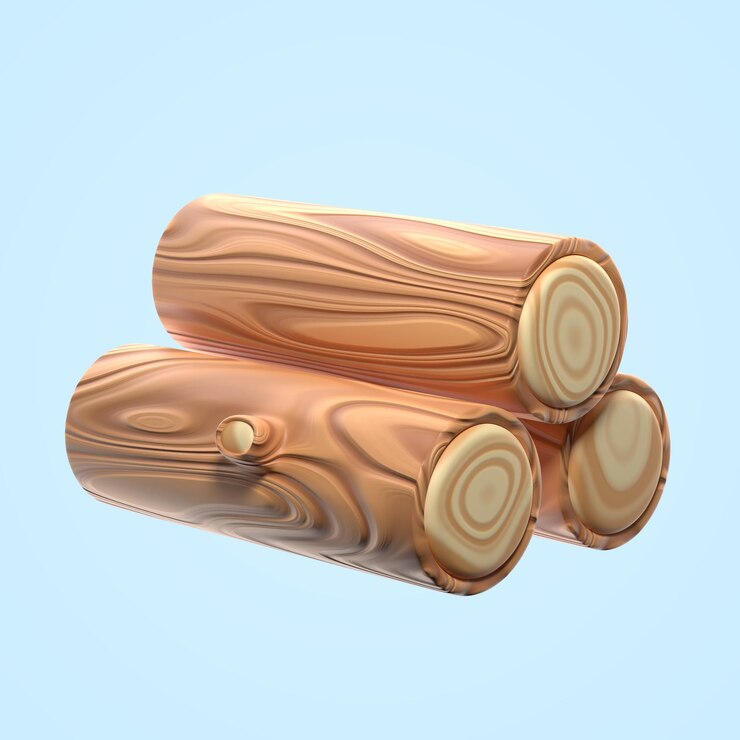 PSD pile of wooden logs with visible wood grain