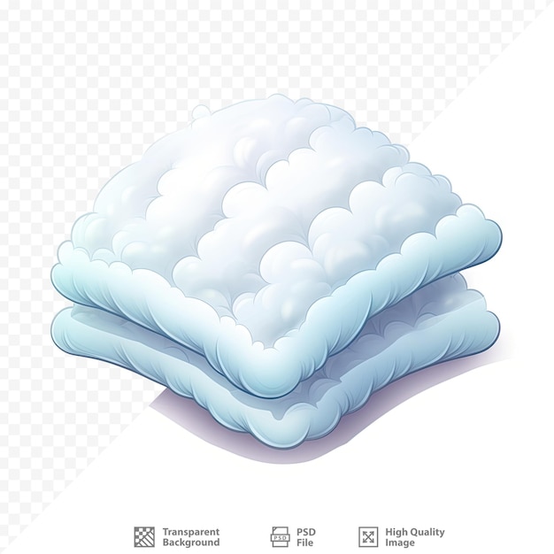 PSD une pile d'oreillers avec des nuages en bas.