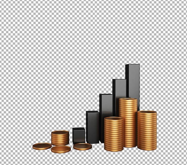 une pile de pièces avec un graphique dessus