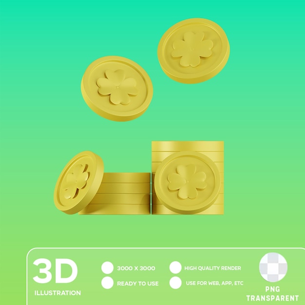 Une pile de pièces de monnaie PSD St Patrick's Days illustration 3D