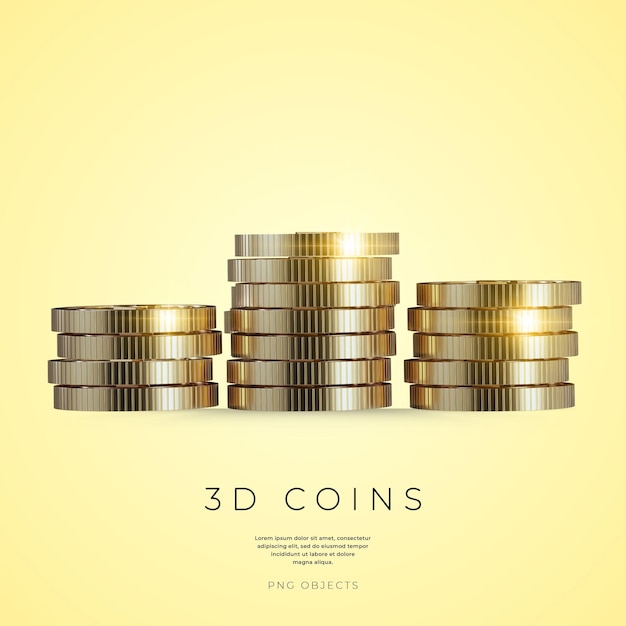 PSD la pile de pièces d'or de la roupie indienne 3d