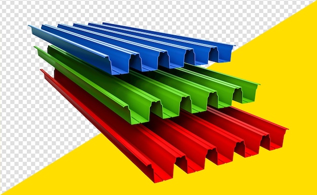 PSD pile de revêtement de toit tôle ondulée tôle profilée illustration 3d