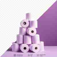 PSD une pile de rouleaux de papier toilette avec un fond violet.
