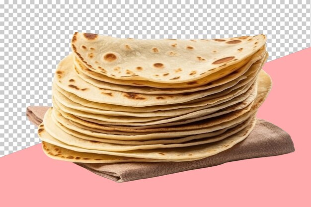 PSD une pile de tortillas blanches et moelleuses. objet isolé, fond transparent