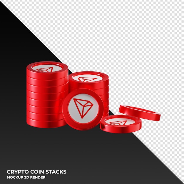 Piles De Pièces Tron Trx Illustration De Rendu 3d De Crypto-monnaie