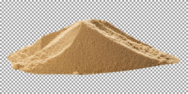 PSD pilha de areia seca da praia isolada em fundo transparente