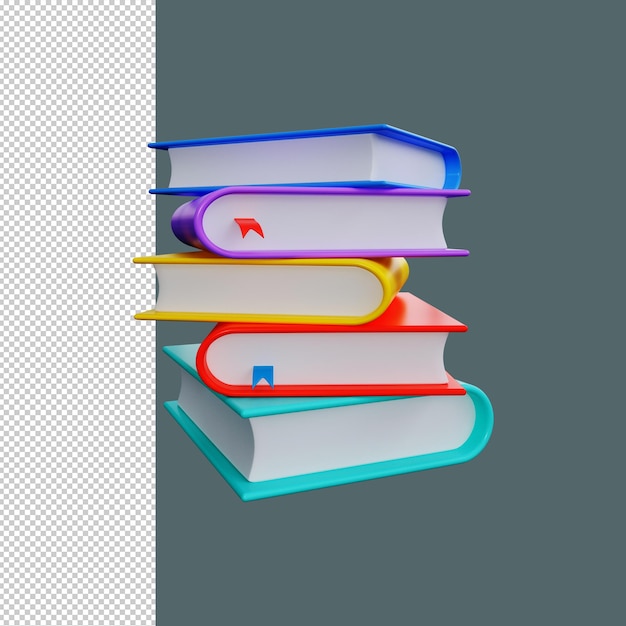 Pilha de cinco livros em estilo 3D
