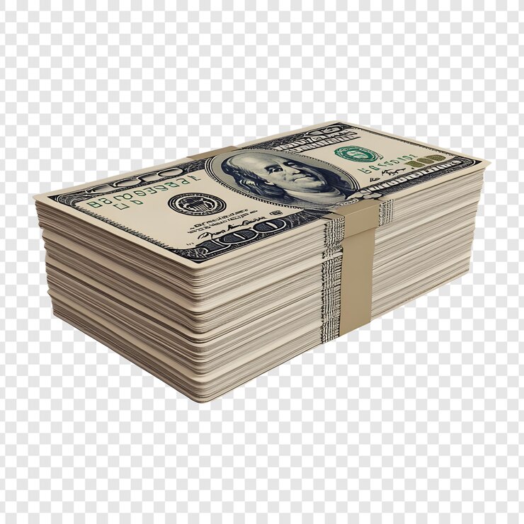 PSD pilha de dinheiro com um dólar png isolado em fundo transparente