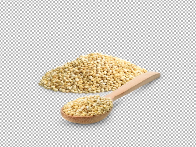 PSD pilha de grãos de quinoa em um fundo branco