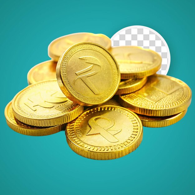 PSD pilha de moedas de ouro 3d rendering isolado