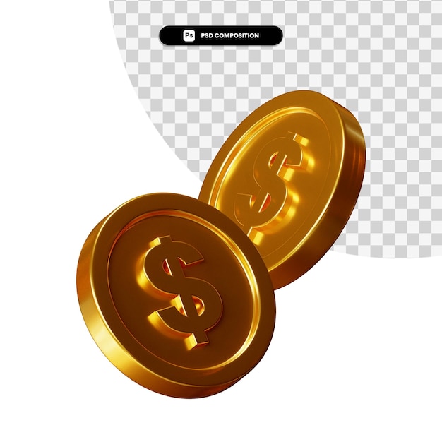 Pilha de moedas de ouro em renderização 3d isolada