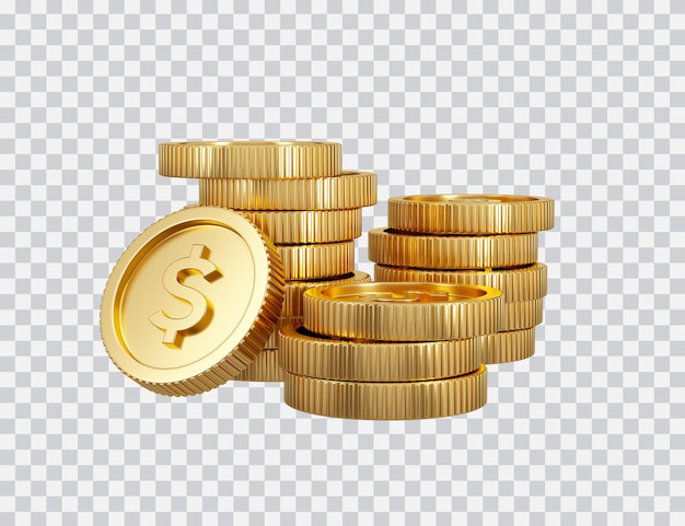 Pilha de moedas de ouro isolada no branco