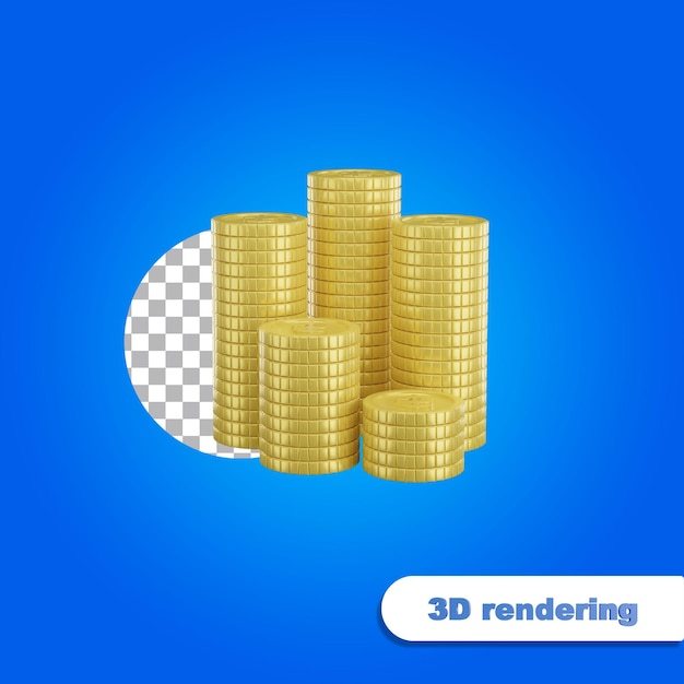 pilha de moedas de ouro renderização 3d.