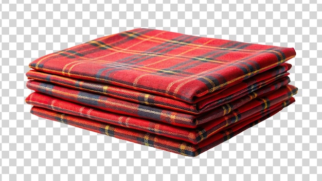 Pilha de tartan vermelho isolado em fundo transparente