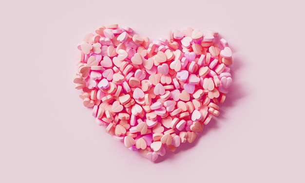 Pillole rosa per il cuore su uno sfondo rosa