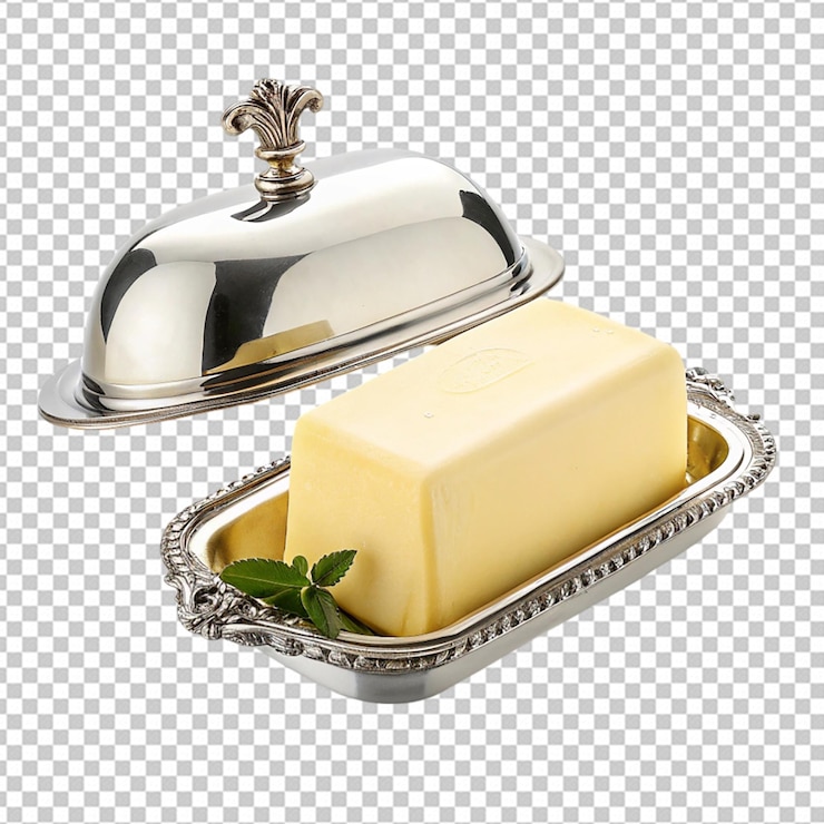 PSD pilote amarillo de mantequilla en la tabla de cortar margarina o producto lácteo natural de difusión