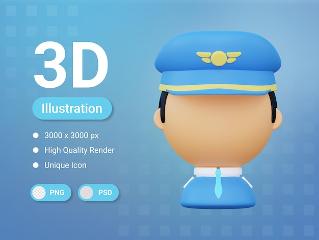 PSD piloto de avión 3d