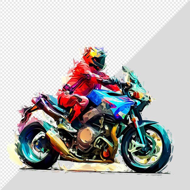 Piloto de carreras de motocicletas deportivas hiperrealistas aislado ilustración de fondo transparente pic