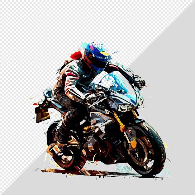 PSD piloto de carreras de motocicletas deportivas hiperrealistas aislado ilustración de fondo transparente pic