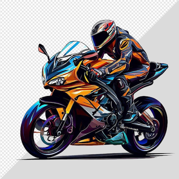 Piloto de carreras de motocicletas deportivas hiperrealistas aislado ilustración de fondo transparente pic