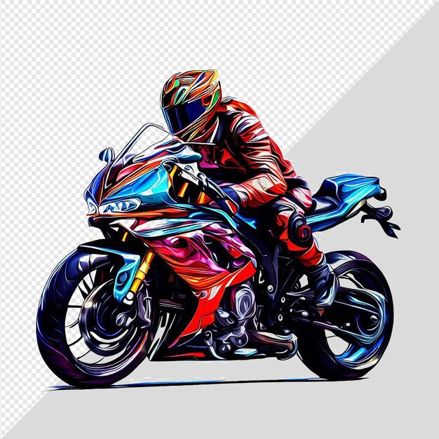 Piloto de carreras de motocicletas deportivas hiperrealistas aislado ilustración de fondo transparente pic