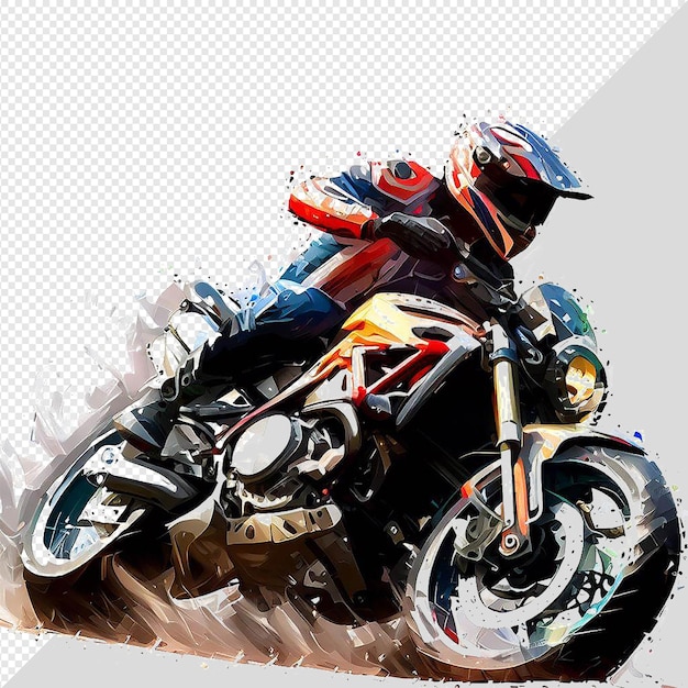 Piloto de carreras de motocicletas deportivas hiperrealistas aislado ilustración de fondo transparente pic