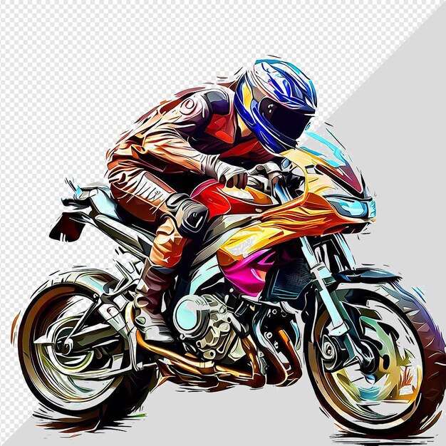 PSD piloto de carreras de motocicletas deportivas hiperrealistas aislado ilustración de fondo transparente pic