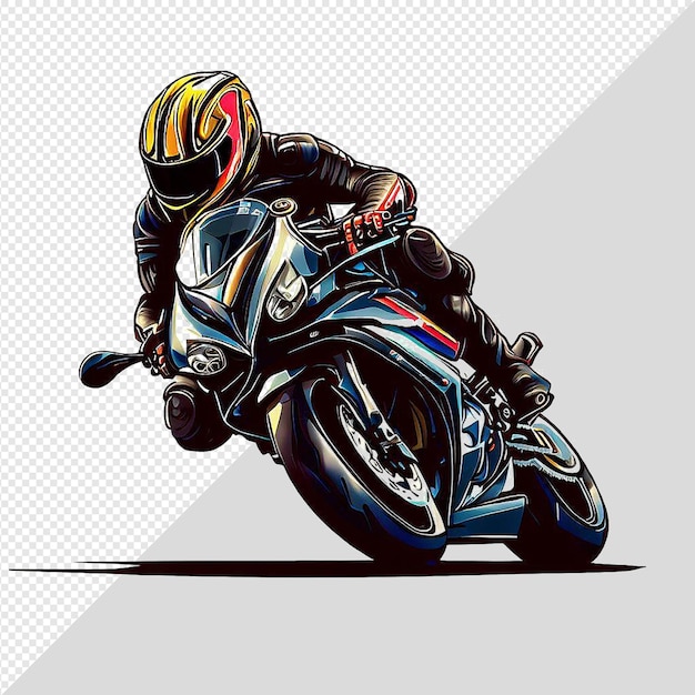 Piloto de carreras de motocicletas deportivas hiperrealistas aislado ilustración de fondo transparente pic