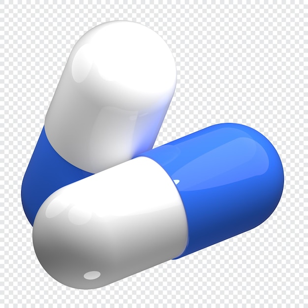 PSD pílula 3d branca e azul pílula de cápsula de renderização 3d ilustração de renderização 3d de pílula médica azul