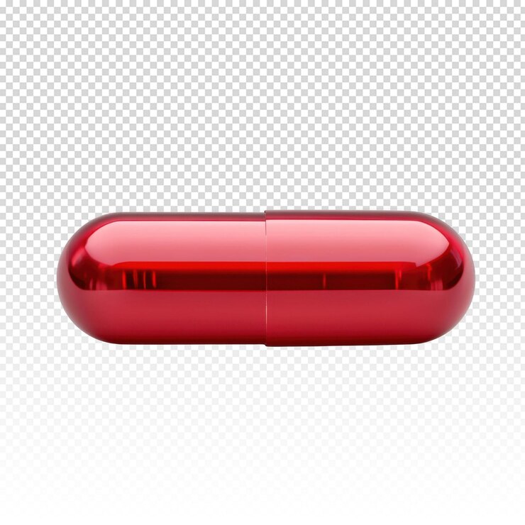 PSD pílula de vitamina roja aislada sobre un fondo transparente