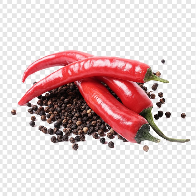 Piment rouge isolé sur un fond transparent