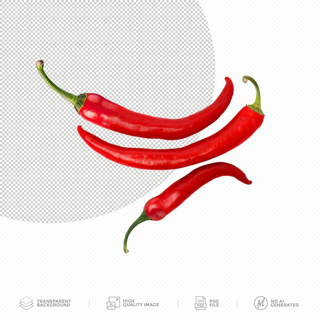 Pimienta de chile aislada sobre un fondo transparente