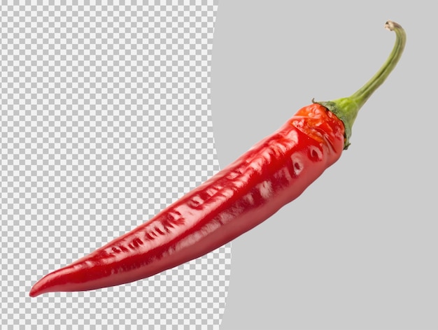 Pimienta roja de primer plano en un fondo transparente