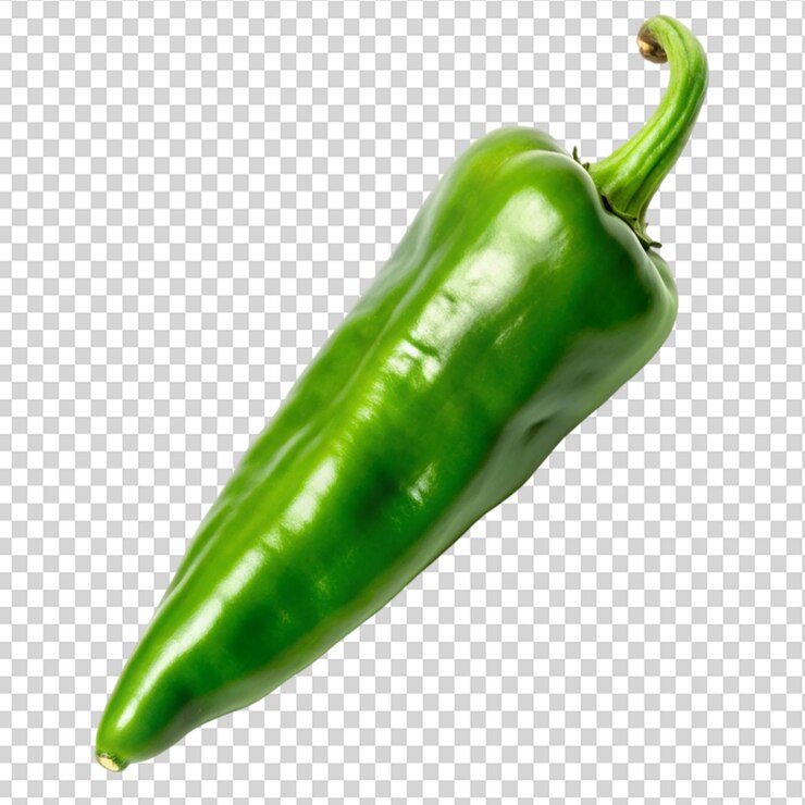 PSD un pimienta verde colgando de un tallo en un fondo transparente