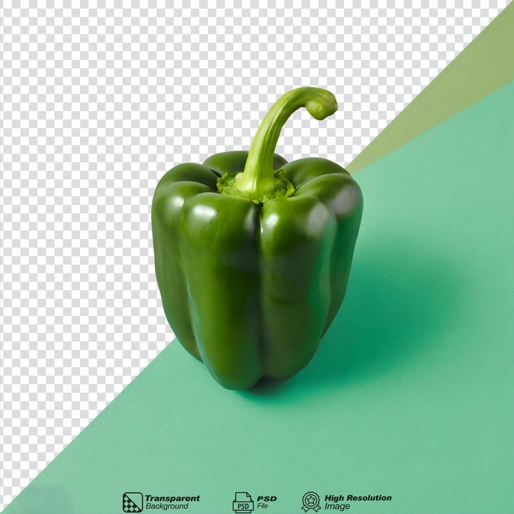 PSD pimienta verde dulce fresca aislada sobre un fondo transparente