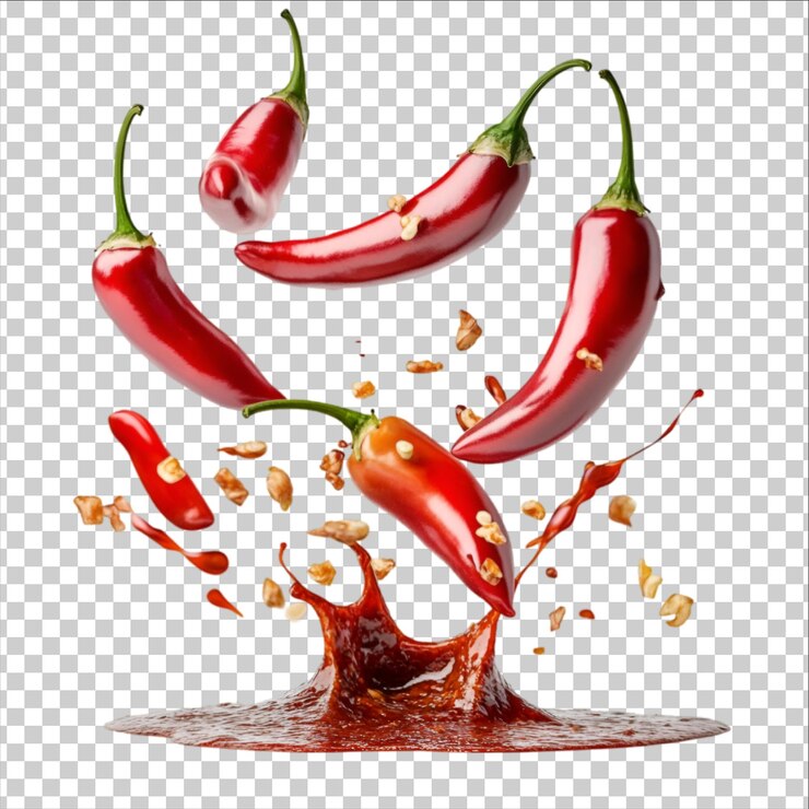 PSD pimientas salpicadas en una salsa picante