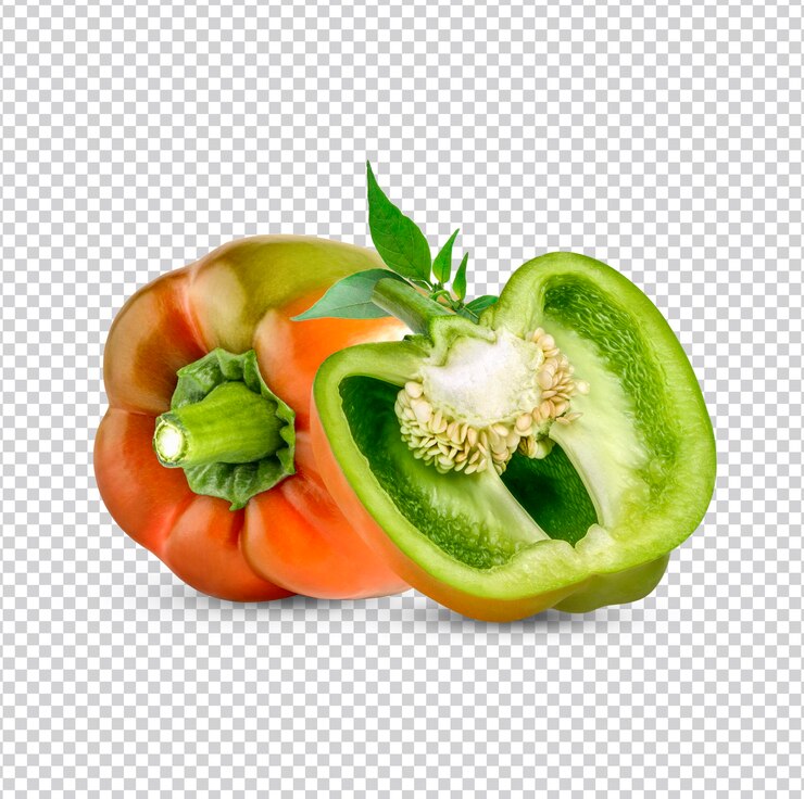 PSD pimiento dulce fresco con hojas aisladas psd premium