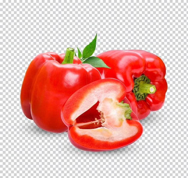 Pimiento dulce fresco con hojas aisladas PSD premium