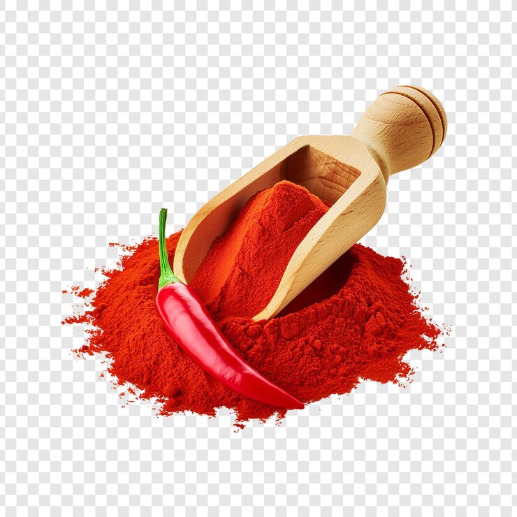 PSD un pimiento rojo y un pimiento en una cuchara de madera