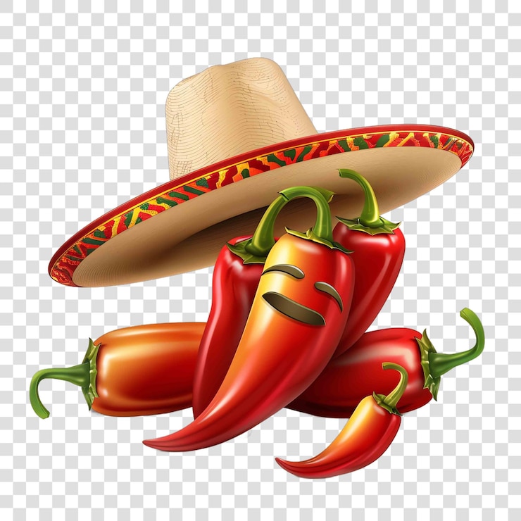PSD pimientos chiles con sombrero y cara para la ilustración del festival nacional del mes de la herencia hispana